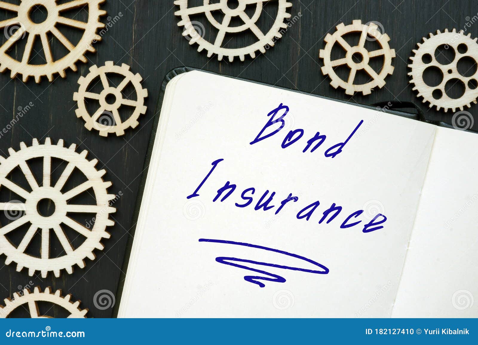business concept meaning bond insurance with sign on the page