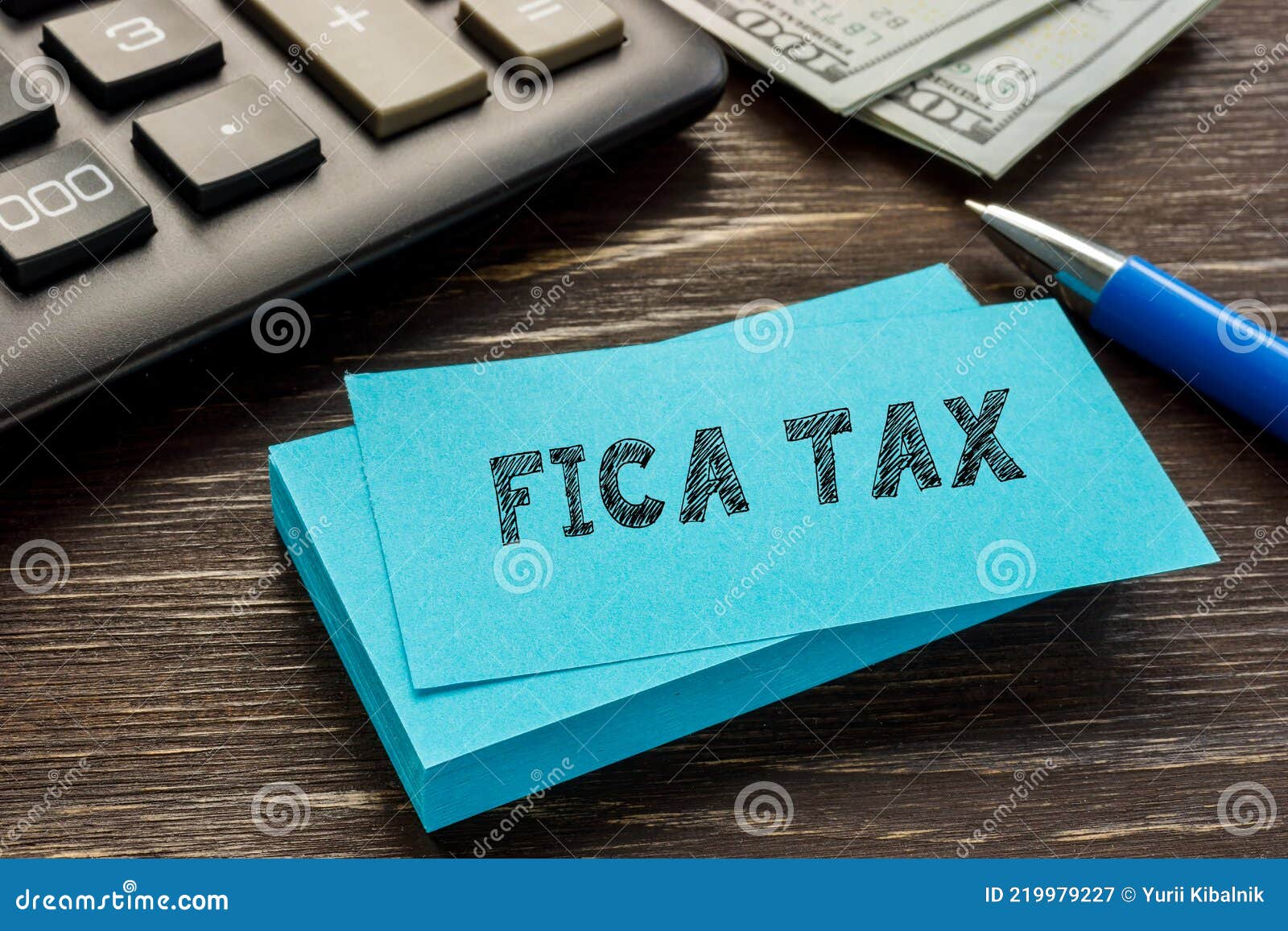 business concept meaning fica tax federal insurance contributions act with sign on the page