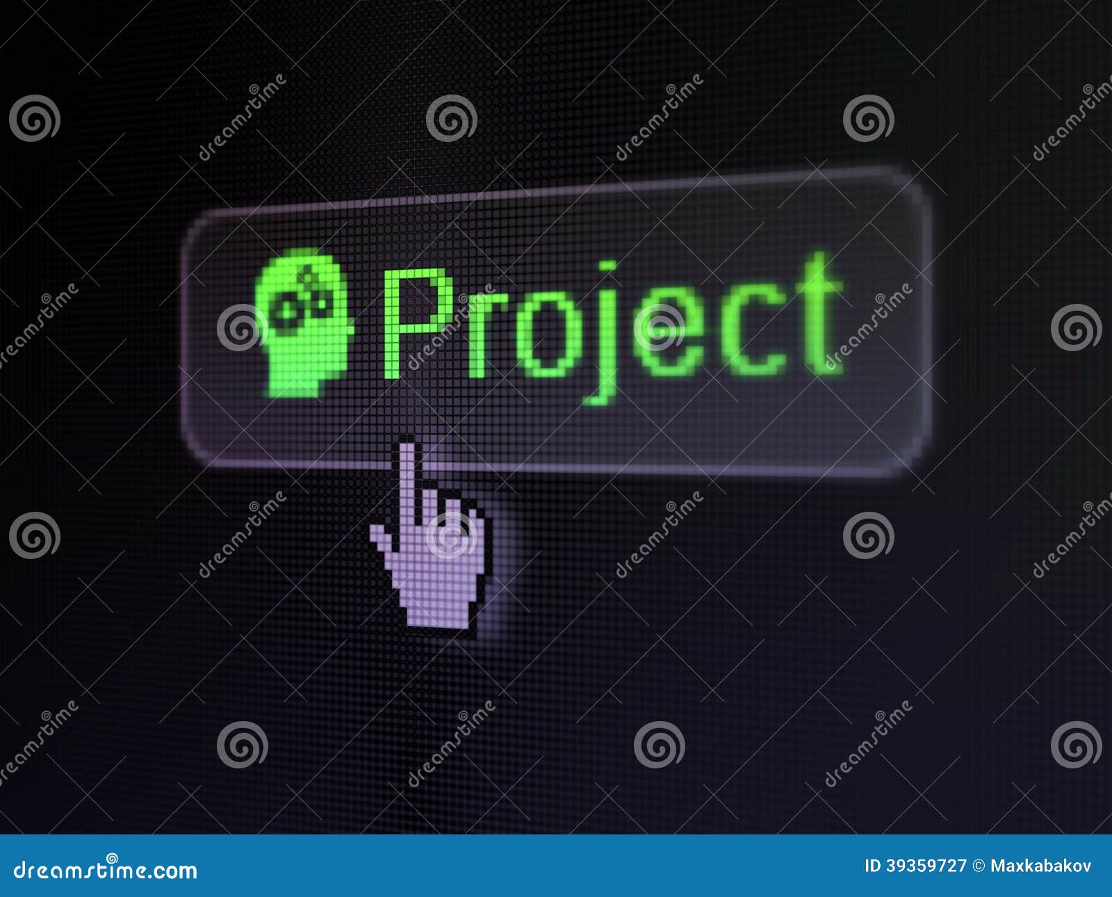 business concept: project and head with gears on digital button background