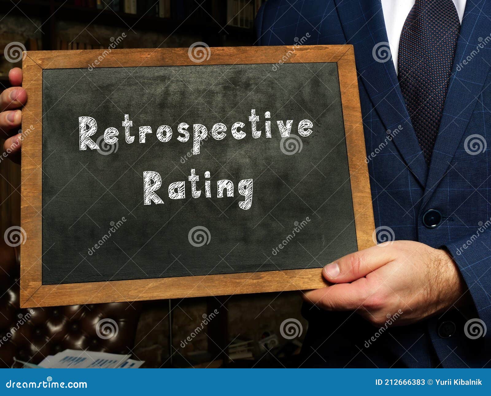 business concept about retrospective rating with inscription on the black chalkboard