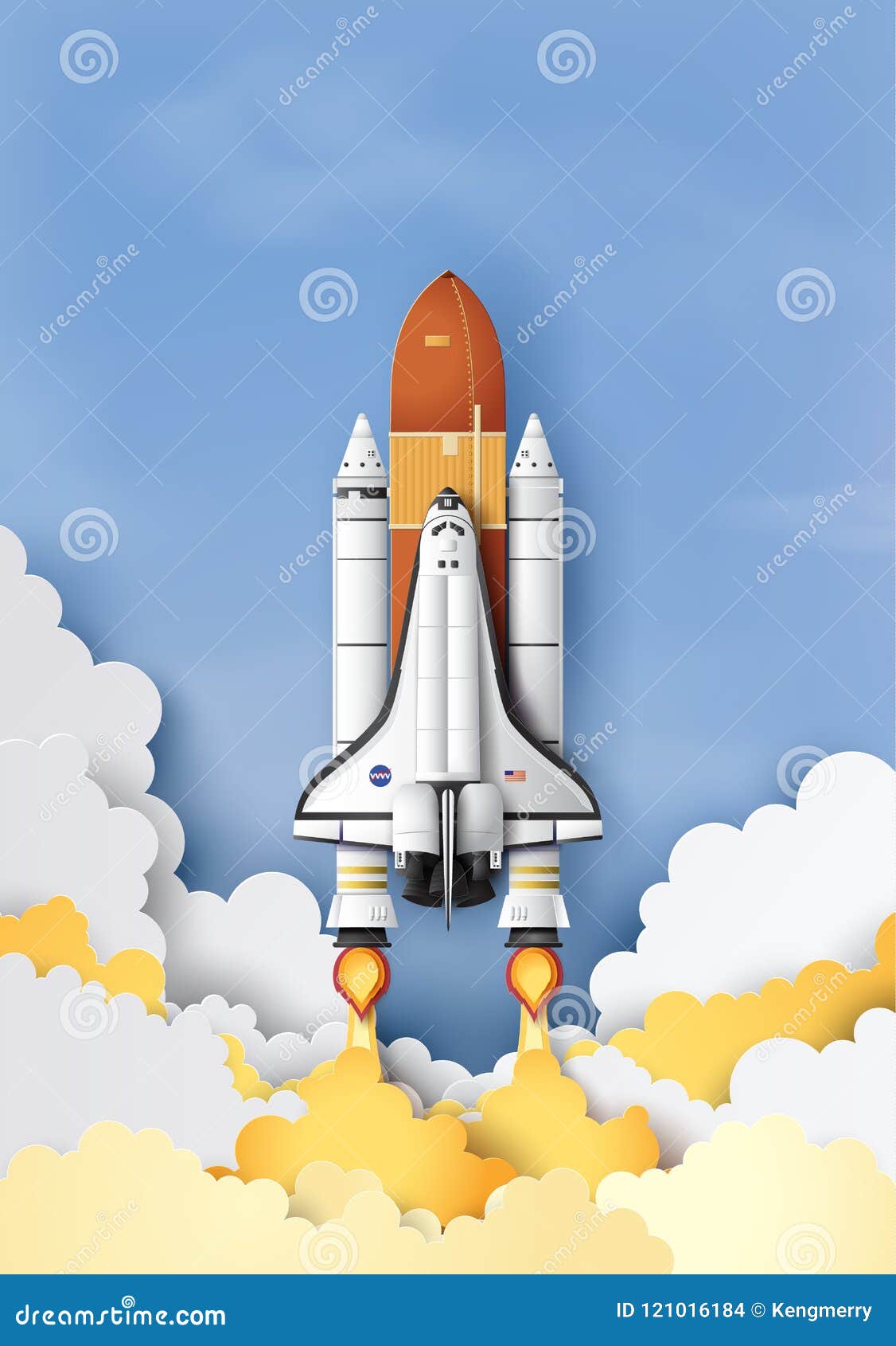 Spacecraft shuttle rocket mock up realistic Vector Image