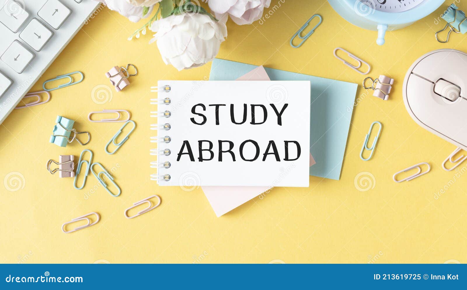 top view notebook writing study abroad