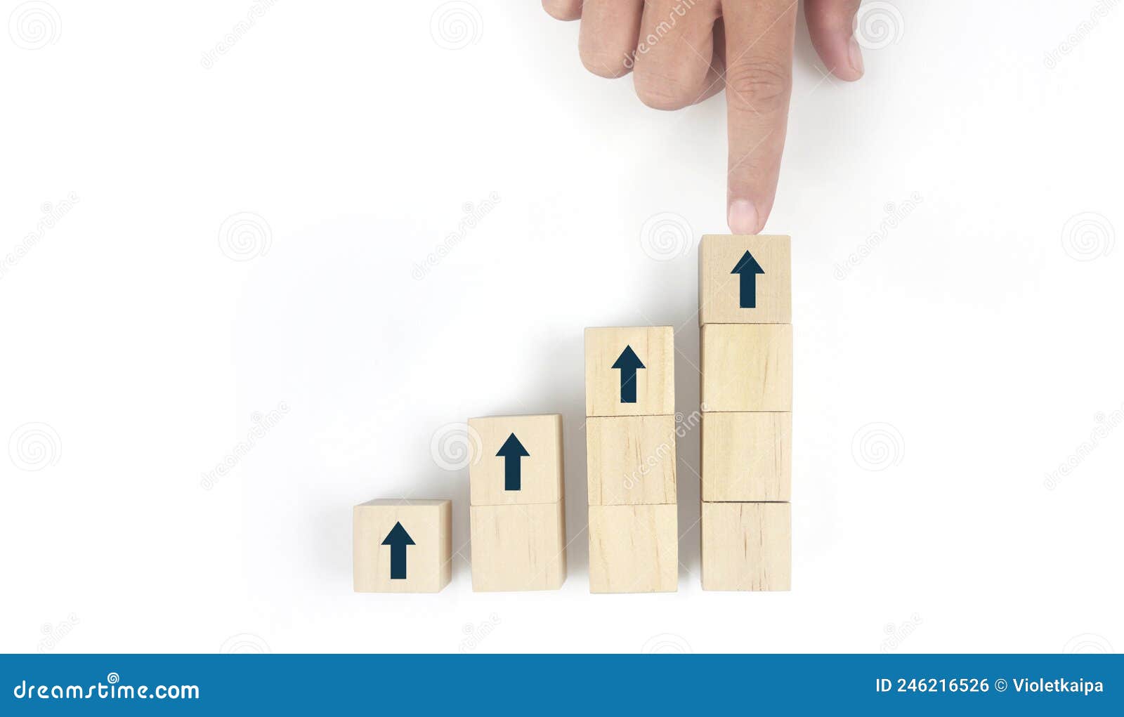 Business Connecting Piece of Multi Wood Chart Blocks Steps in Hand