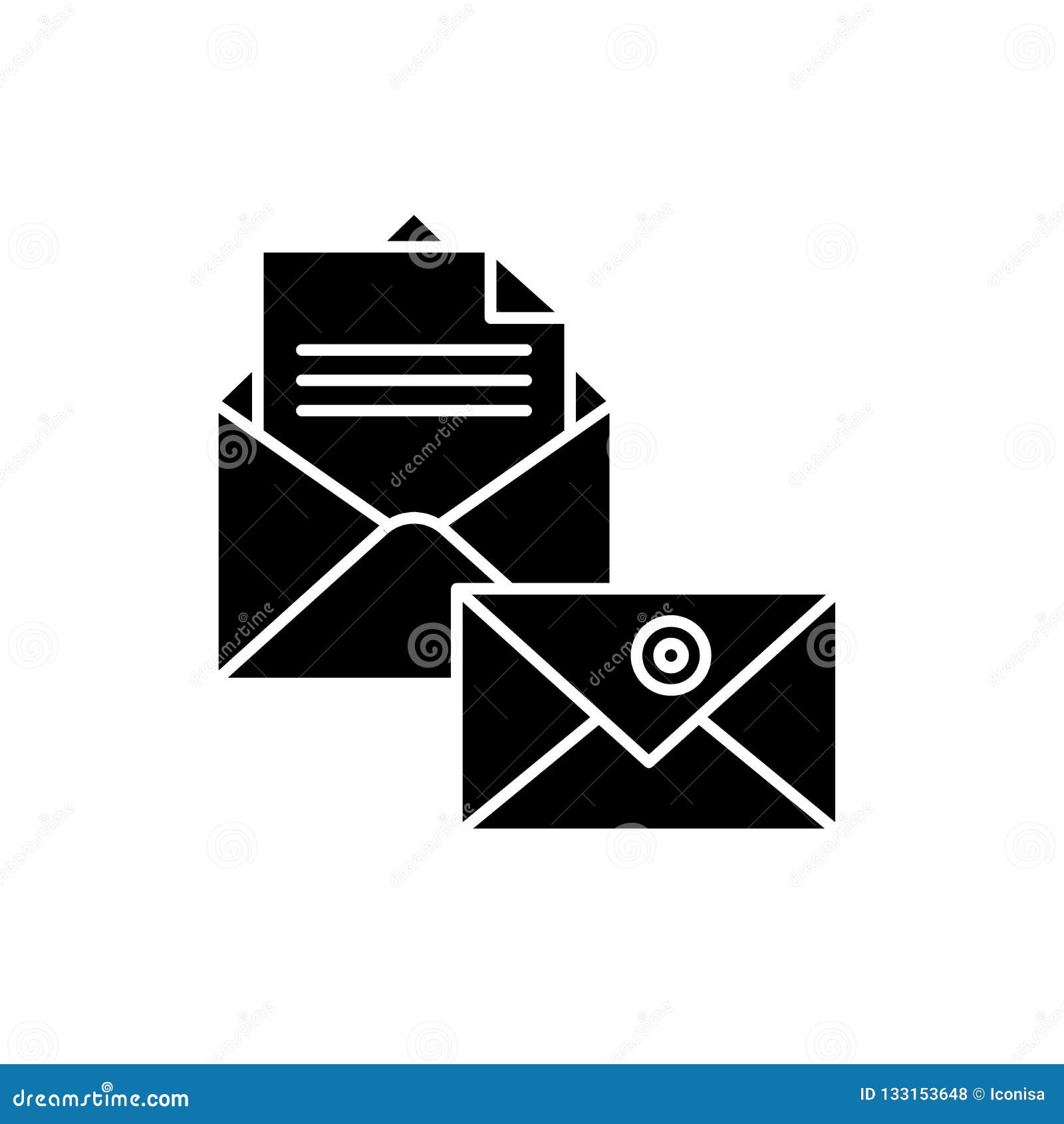 Business Correspondence Black Icon, Vector Sign on Isolated Background