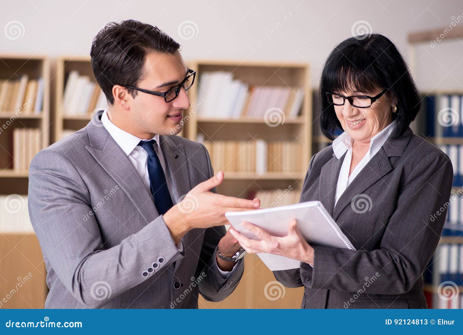 The Business Couple Having Discussion in the Office Stock Image Image