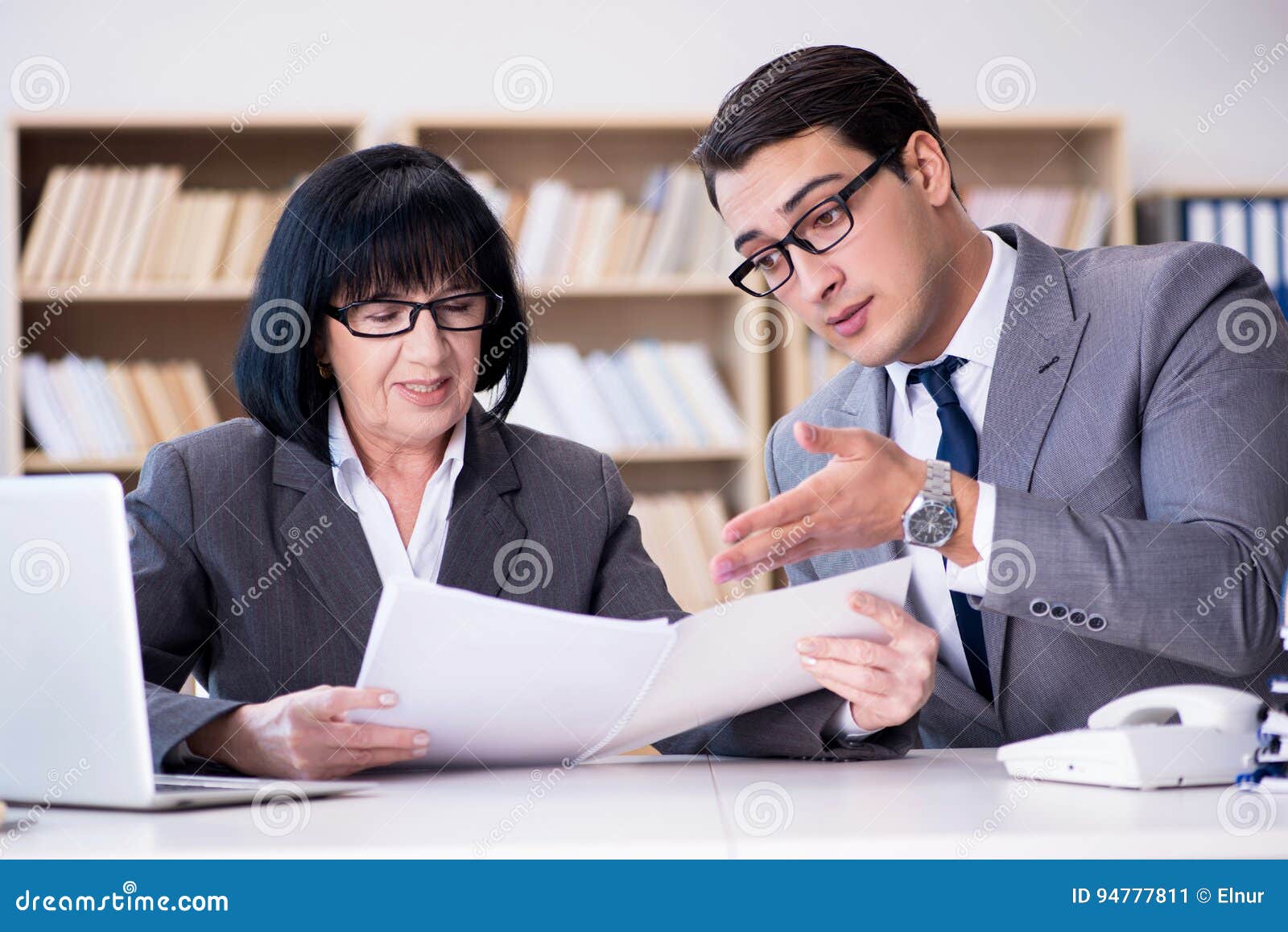 The Business Couple Having Discussion in the Office Stock Image Image