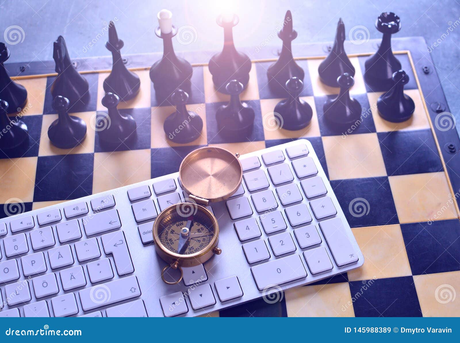 Compass Chess Piece On Chess Board Stock Photo 2260206627