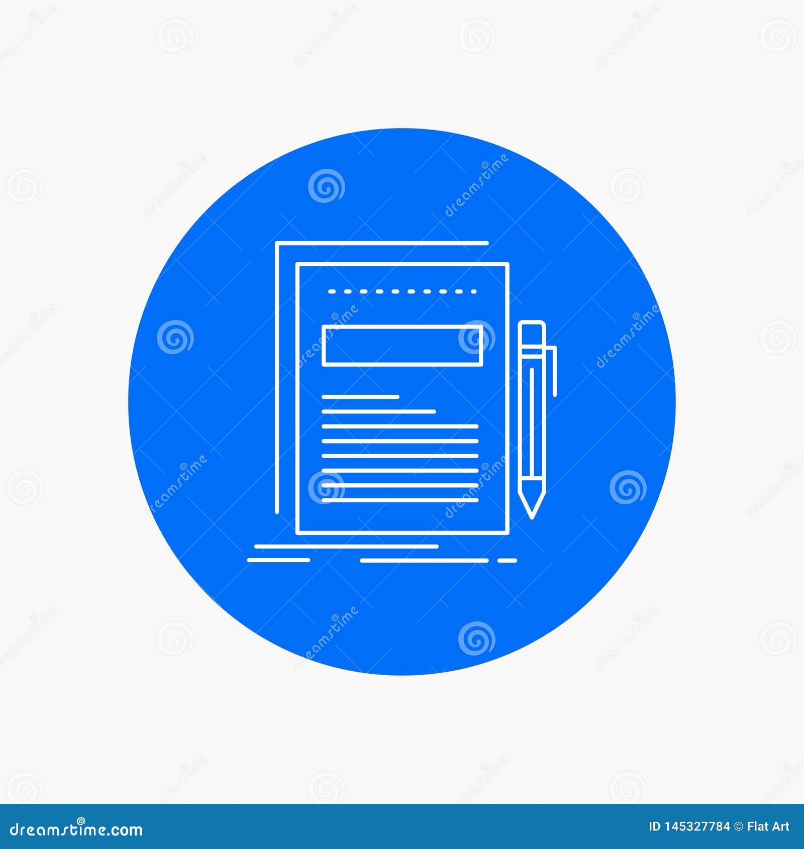 Business Document File Paper Presentation White Line Icon In