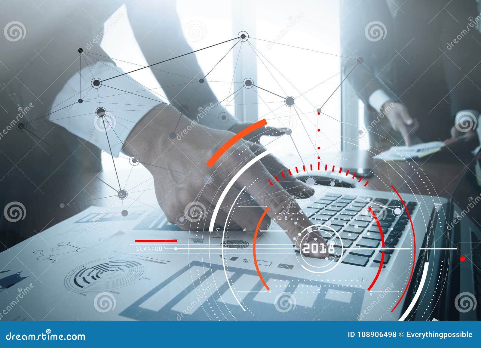 business documents on office table with smart phone and digital