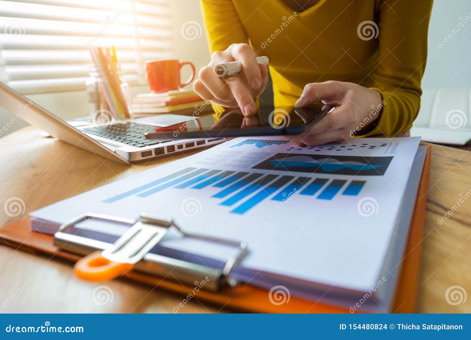 Business Documents On Work Desks At The Office Stock Photo