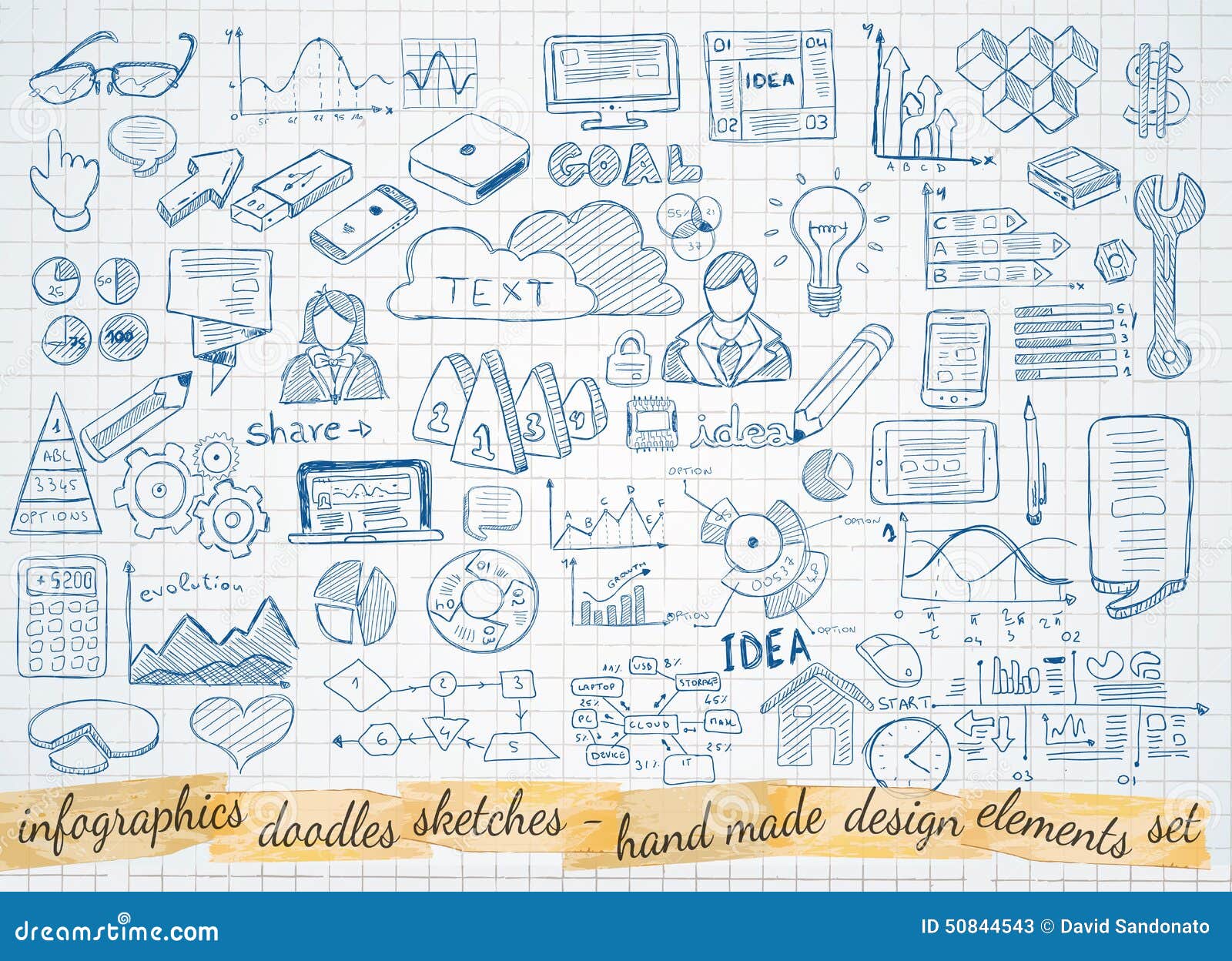 business doodles sketch set : infographics s 