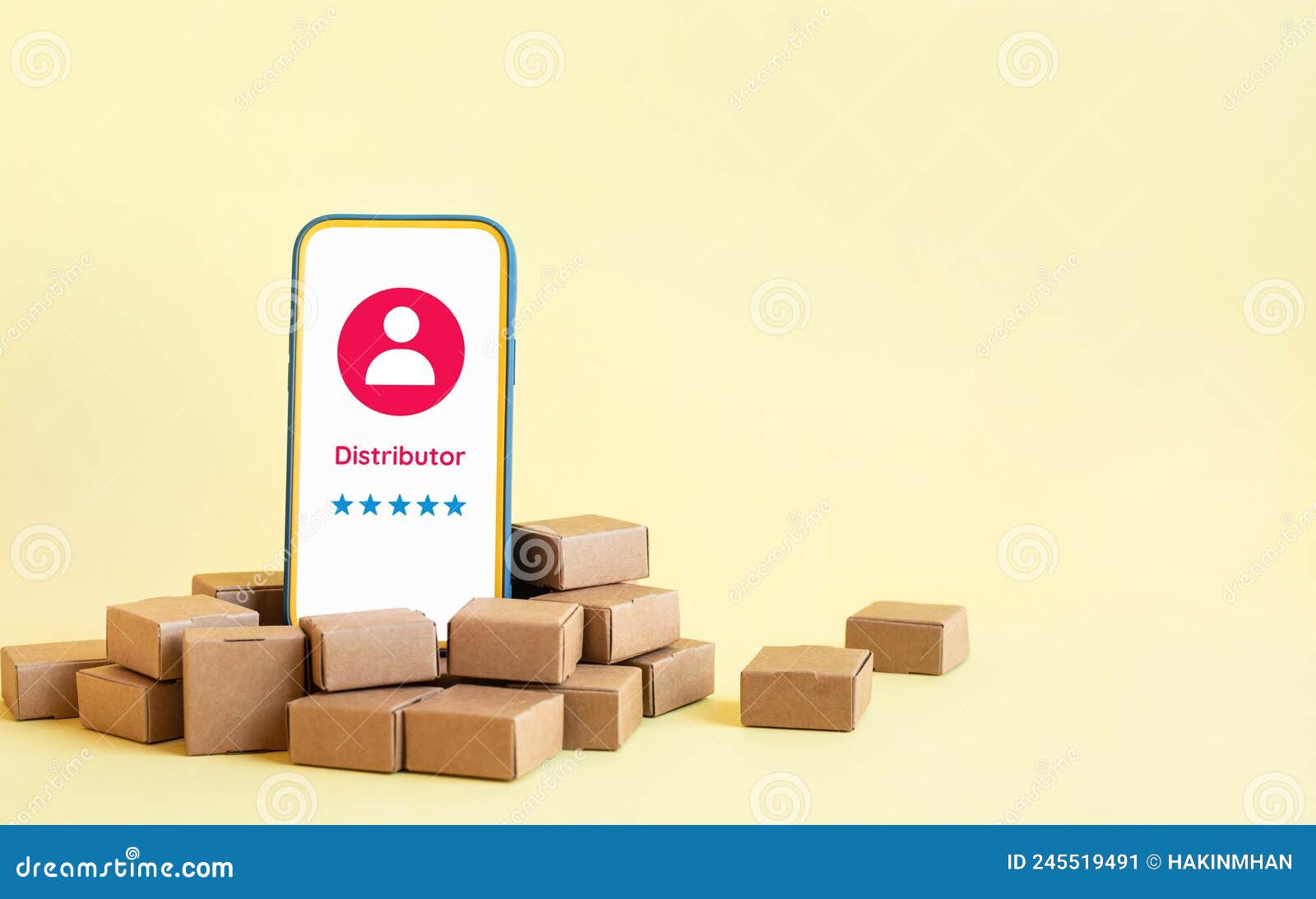 business ecommerce or online shopping  with distributor icons and application on smartphone and product box order