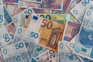 Business And Economy Concept Exchange Pln Polish Money To Euro Stock Business And Economy Concept Exchange Pln Polish Money To Euro Stock