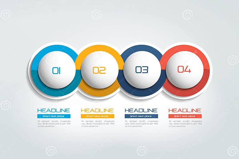 4 Business Elements Banner, Template. 4 Steps Design, Chart ...