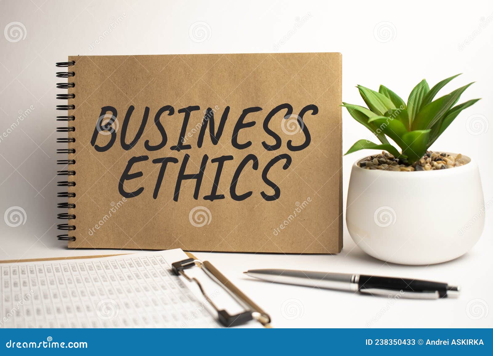 Business Ethics Paper Notepad on Office Work Place Stock Image Image