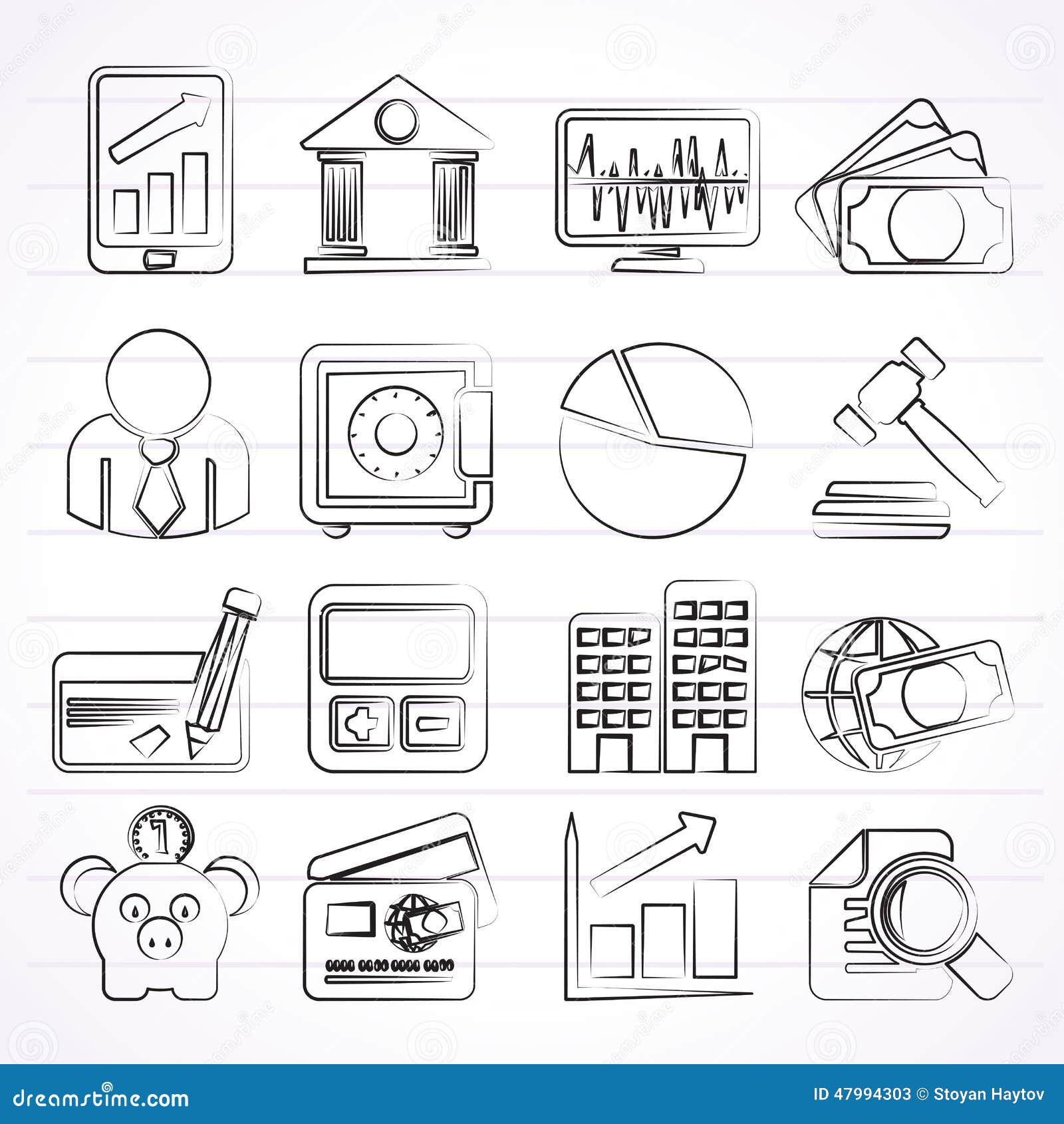 Business, finance and bank icons - vector icon set