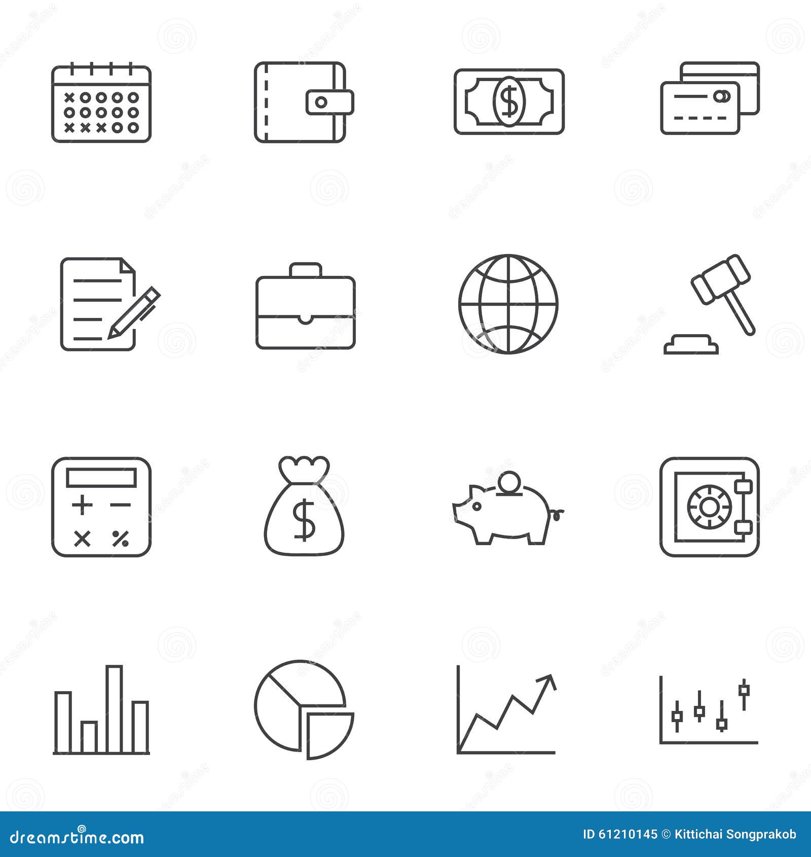 Business And Finance Icon Set Line Icon Stock Vector Illustration Of Dollar Estate 61210145