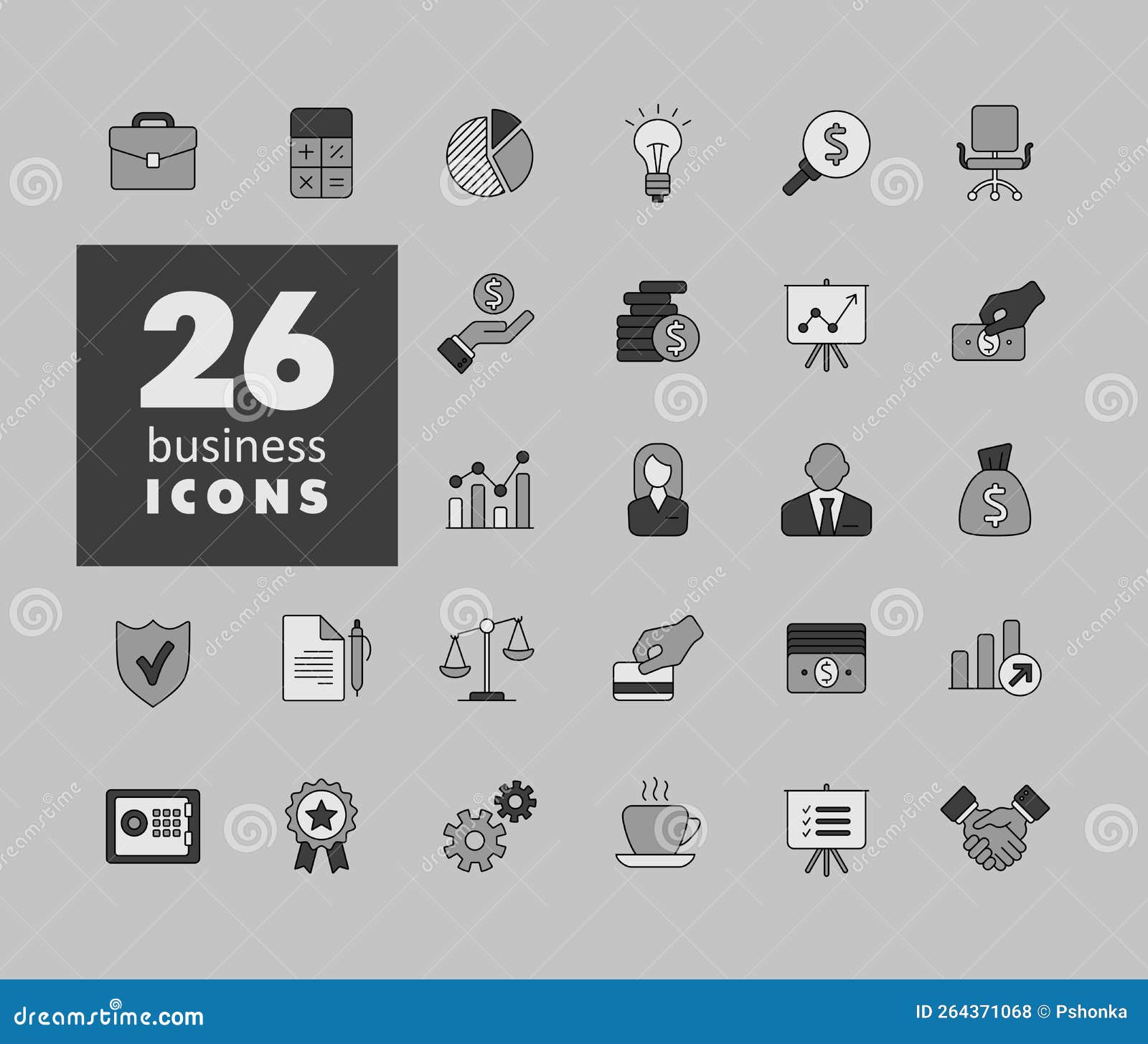 business and finance web outline icon set