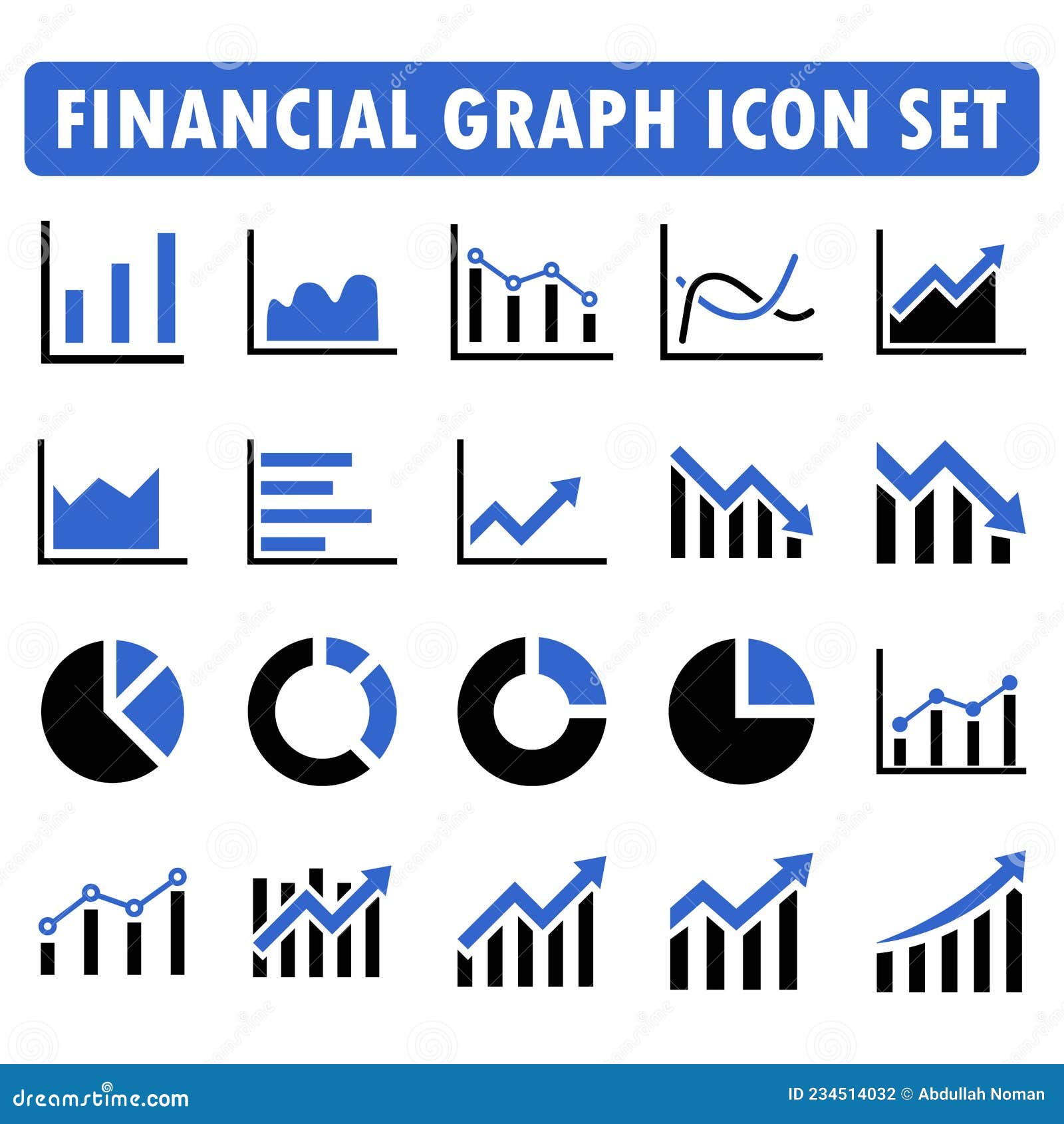 Business and Financial Graph Icon Set Stock Vector - Illustration of ...
