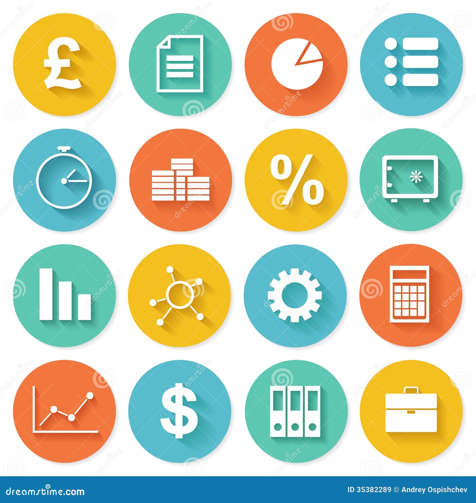 Business Flat Icons Set For Web And Mobile Stock Vector Illustration Of Infographic Media 3532