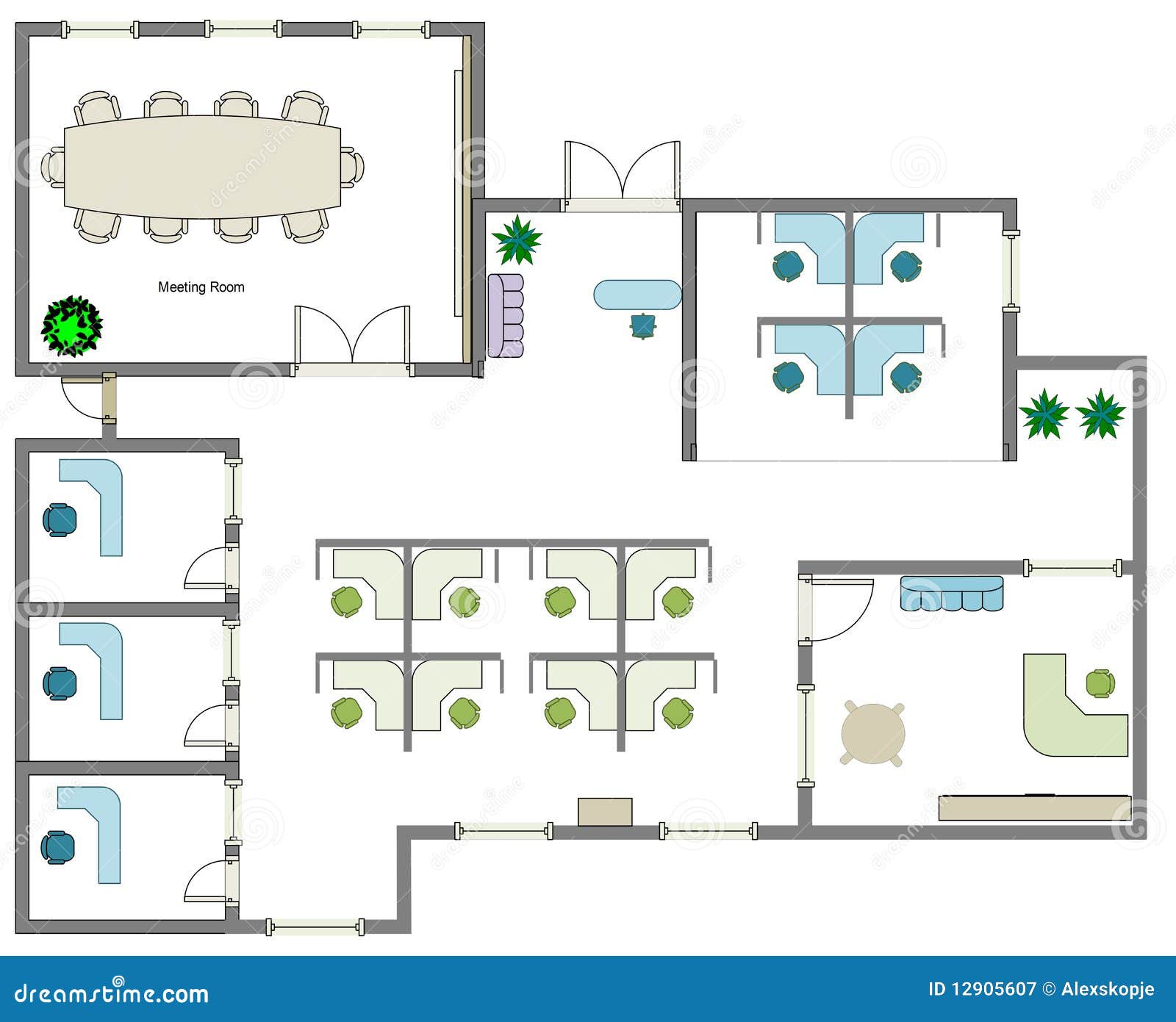 Business floor plan stock illustration. Illustration of indoors 12905607