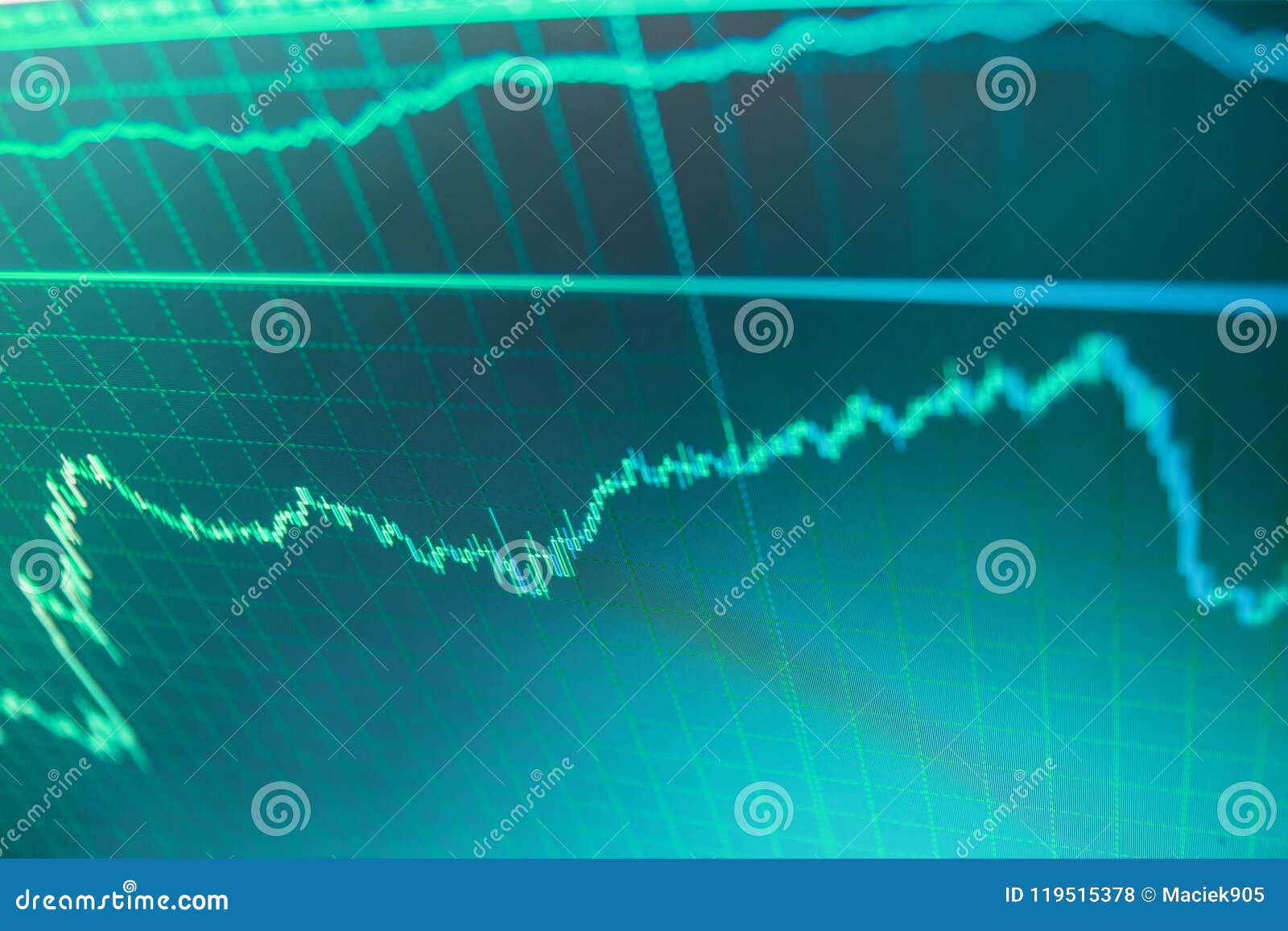 business graph with arrows tending downwards. statistic graph of stock market data and financial analysis.