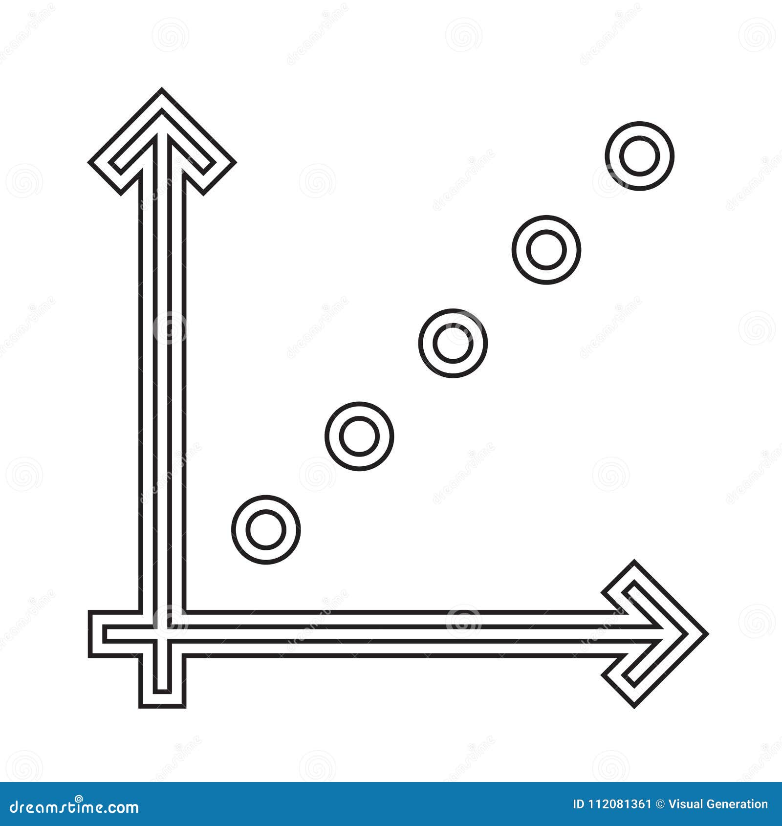 business graph pointing up  line icon.