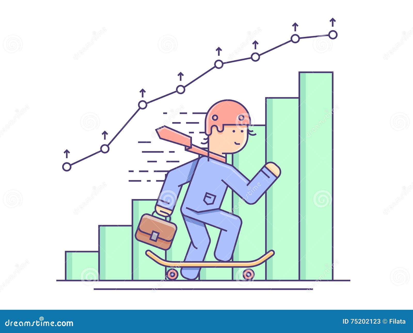 Business Growth Flat Concept Stock Vector - Illustration of grow ...