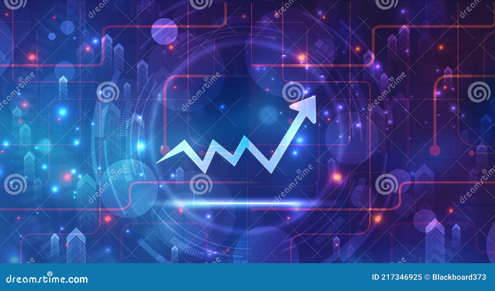 business growth graph on technology background, futuristic raise arrow chart digital transformation abstract technology background