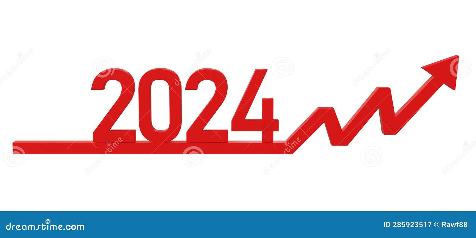 2024 Business Growth. New Year Number and Red Arrow Up Isolated on