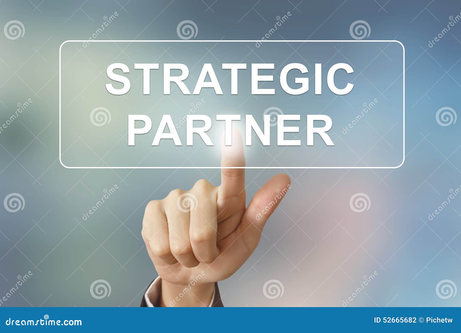 business hand clicking strategic partner button