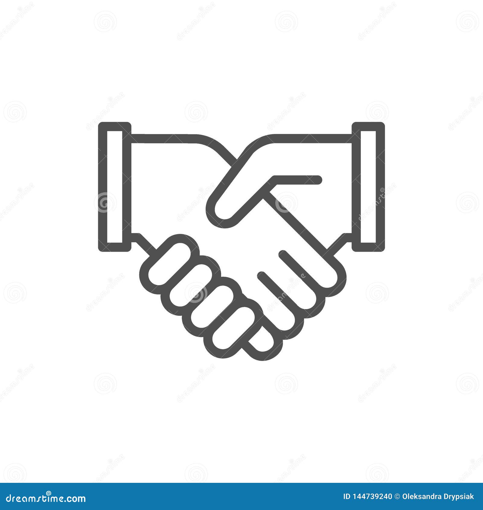 business handshake, contract agreement, partnership line icon.
