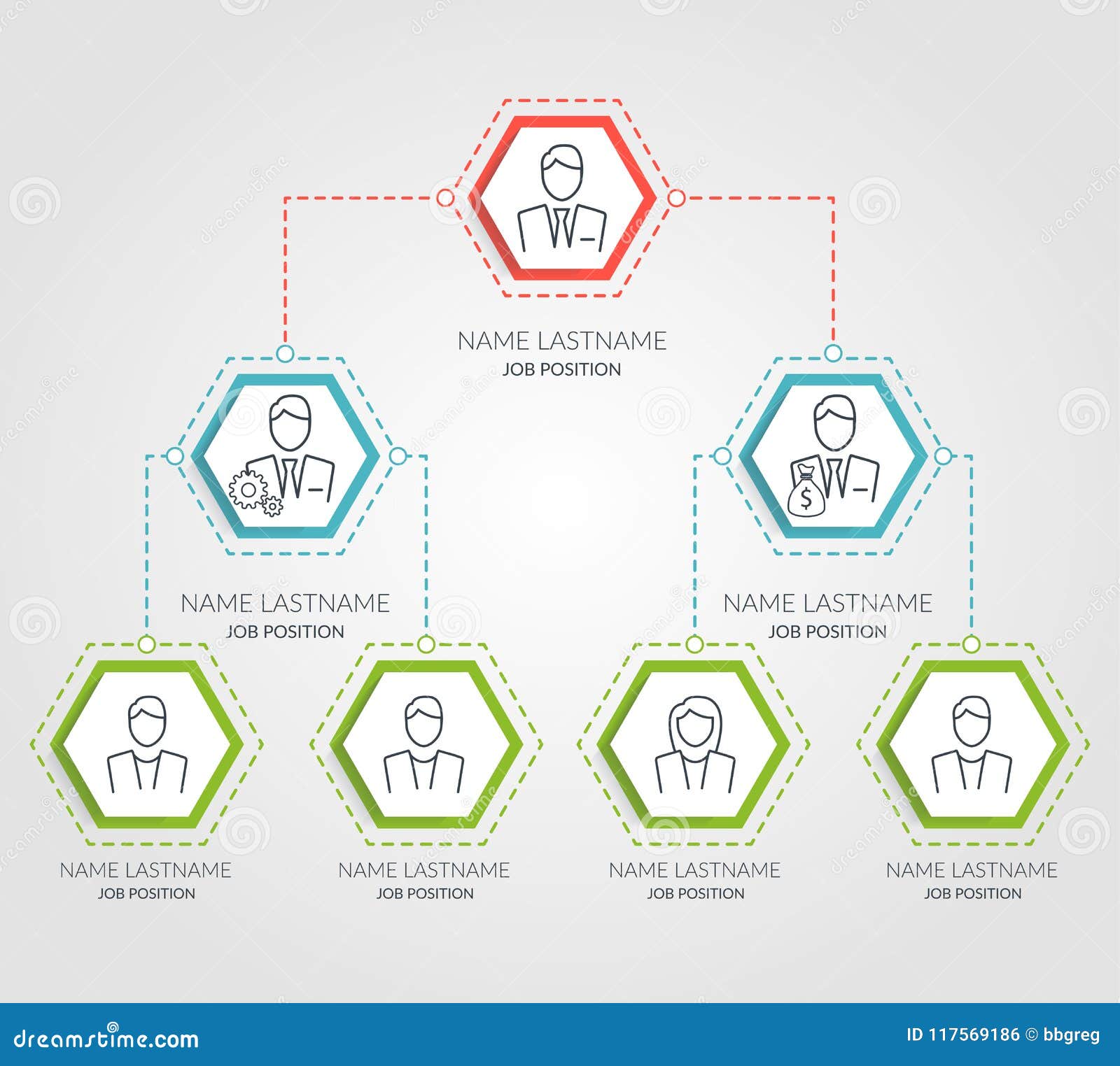 Business Hierarchy Hexagon Chart Infographics. Corporate ...