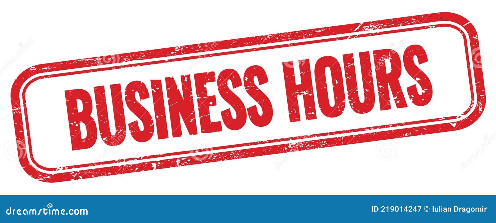 BUSINESS HOURS Text on Red Grungy Vintage Stamp Stock Illustration