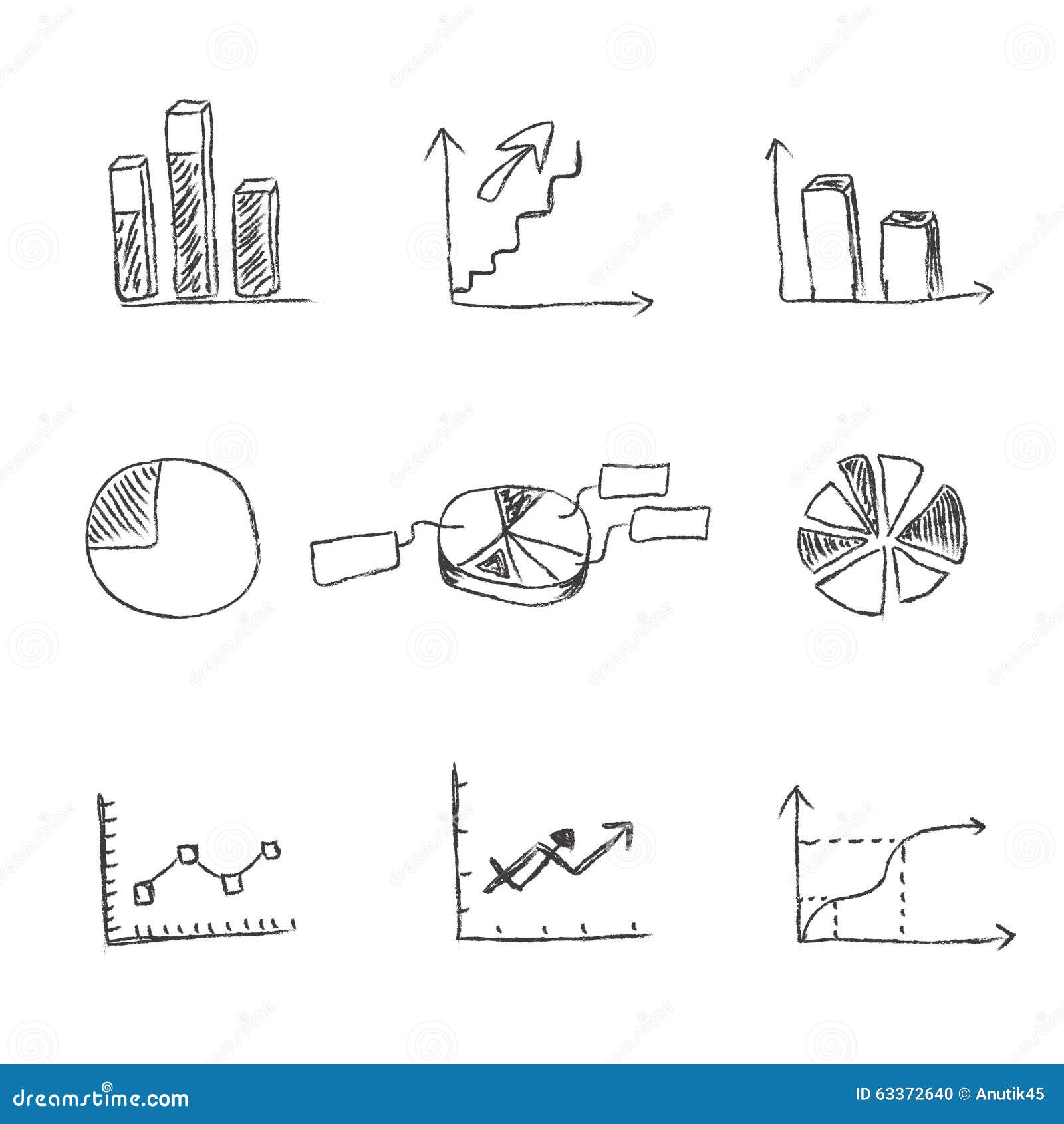 Business, Icon, Set, Sketch, Hand Drawing, Vector, Illustration Stock