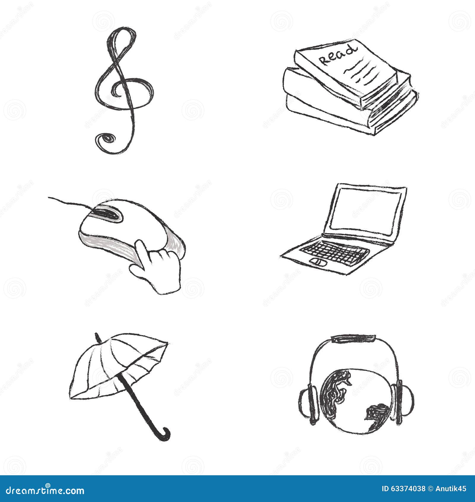 Business, Icon, Set, Sketch, Hand Drawing, Vector, Illustration Stock
