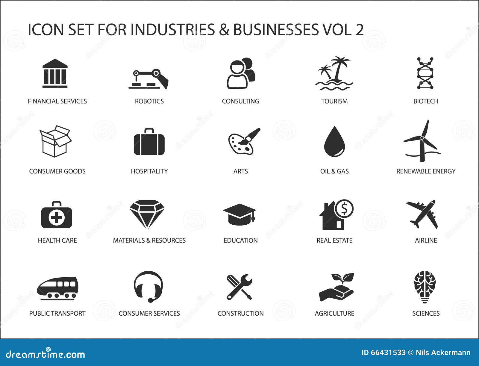 business icons and s of various industries / business sectors like consulting,tourism,hospitality,agriculture