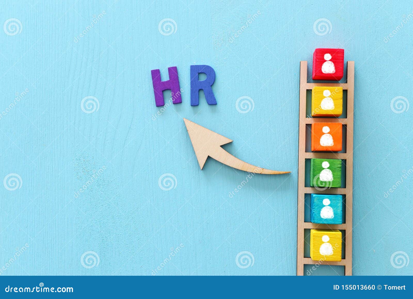 Download Business Image Of Wooden Ladder With People Icons Over ...