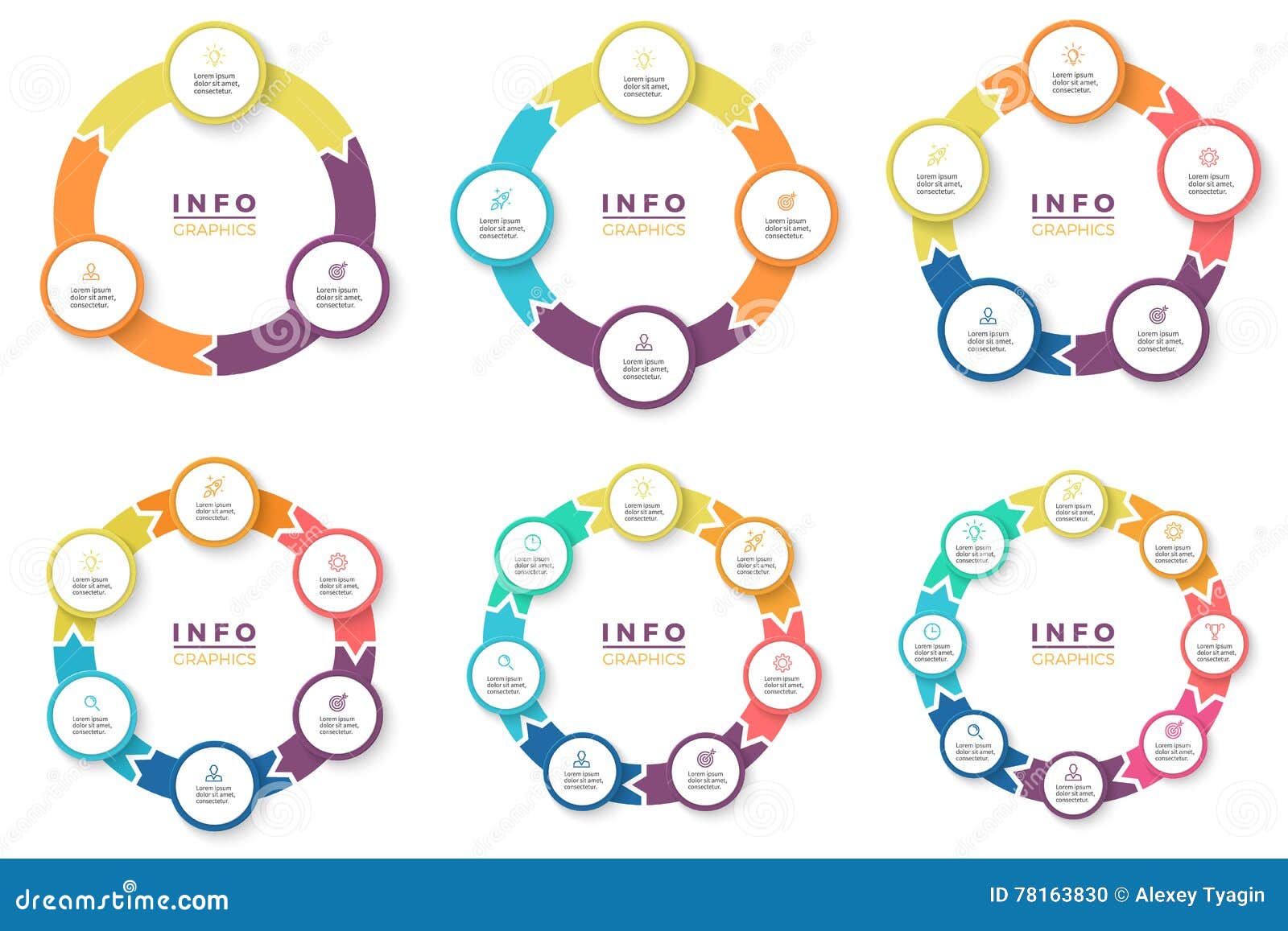 business infographics. circular arrows with 3 - 8 parts