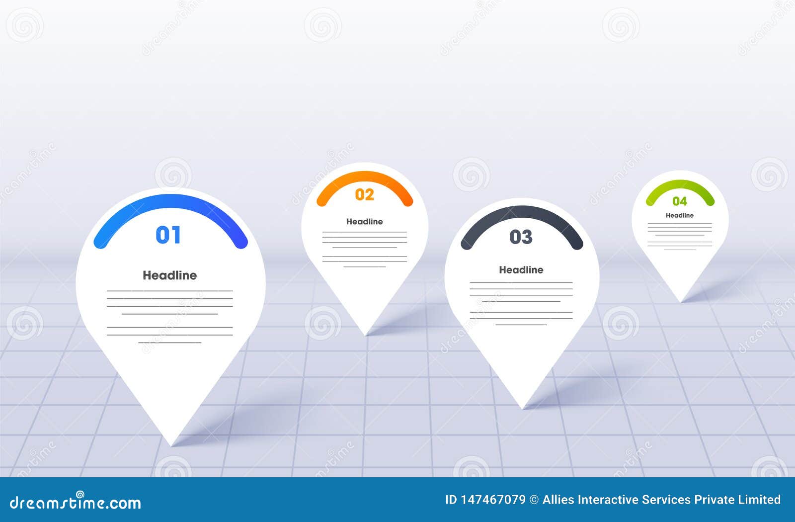 Business Infographics For PowerPoint With Map Location Pins On Grid ...