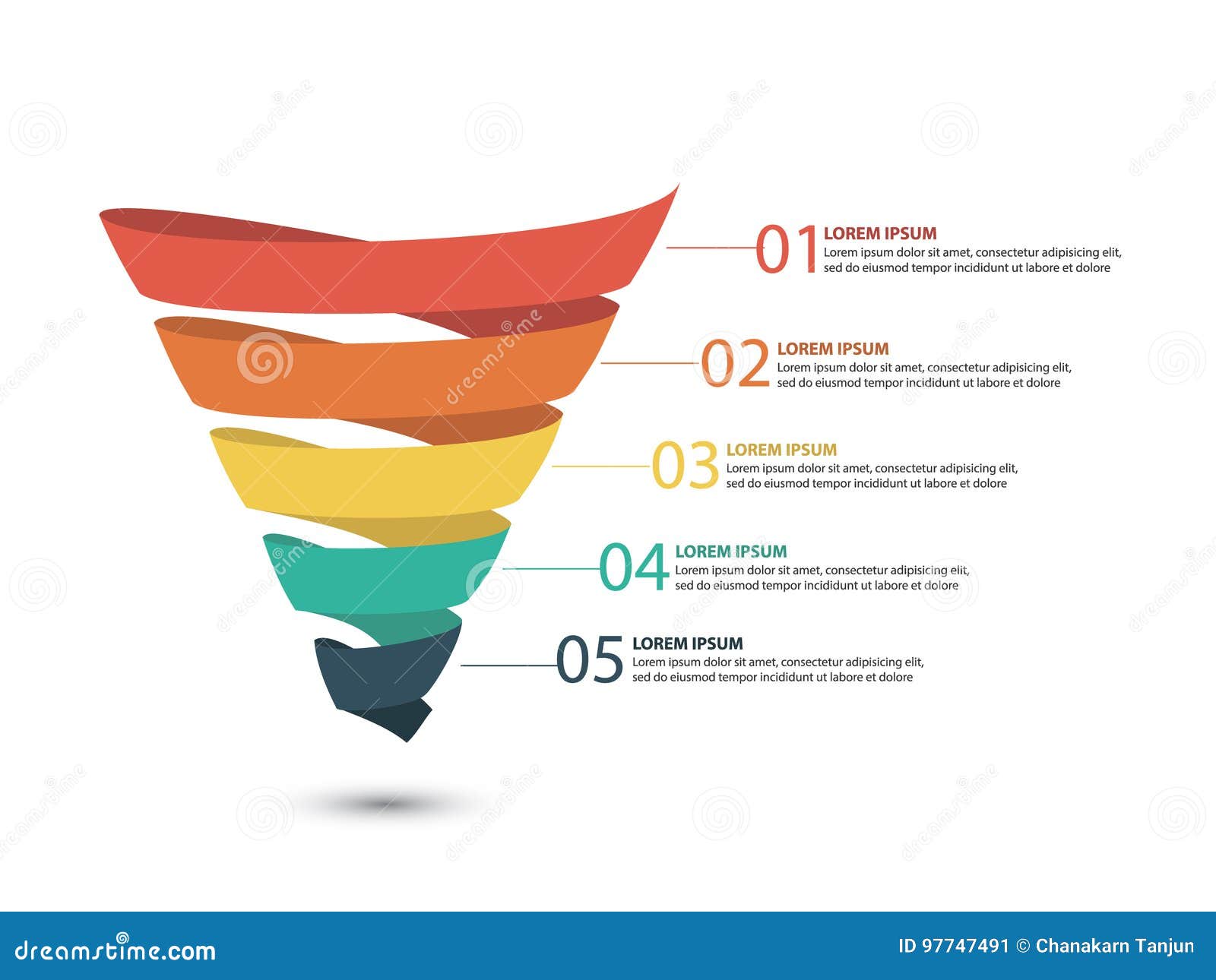business infographics with stages of a sales funnel