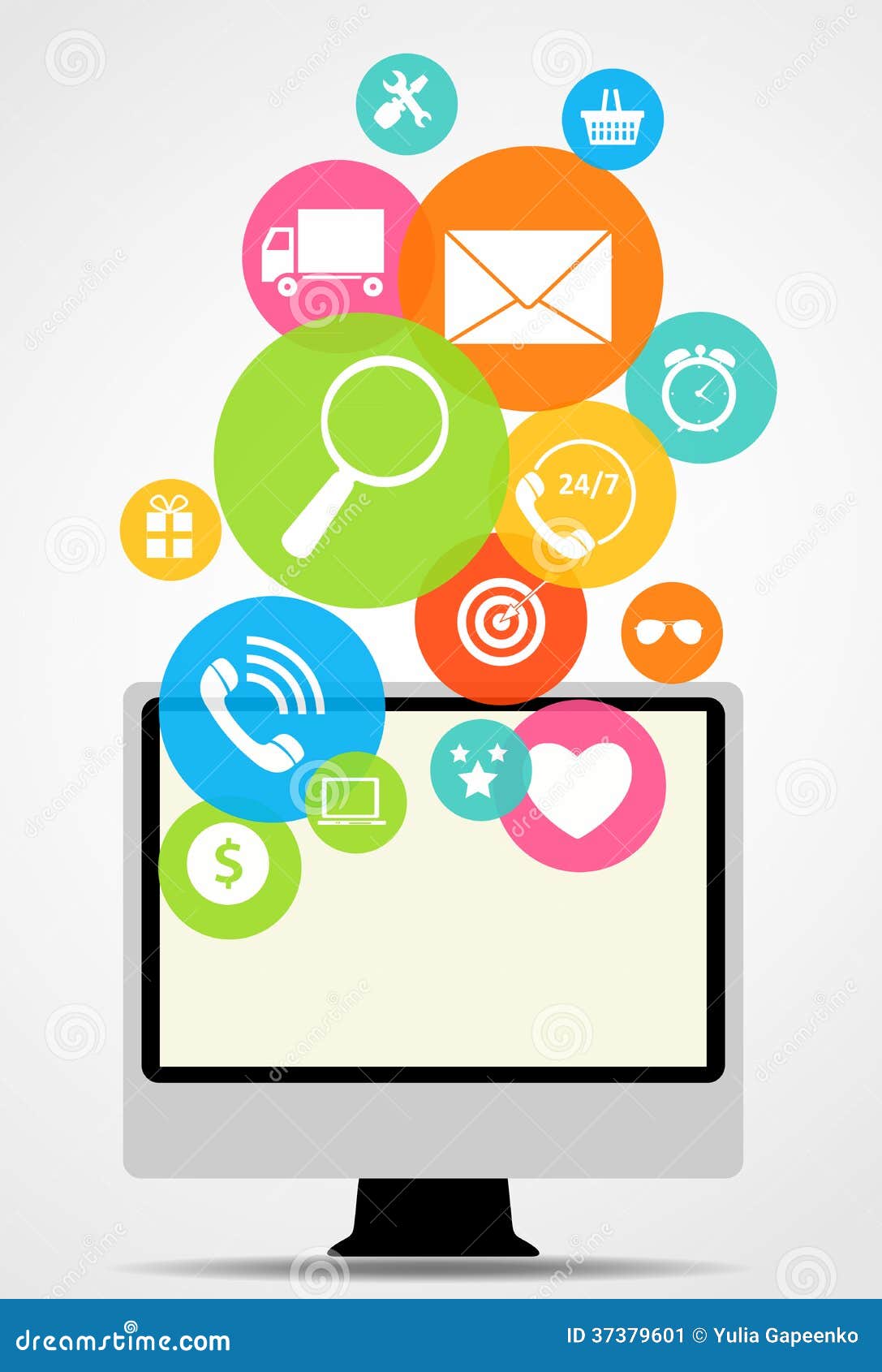 Business on Different Electronic Devices Stock Vector