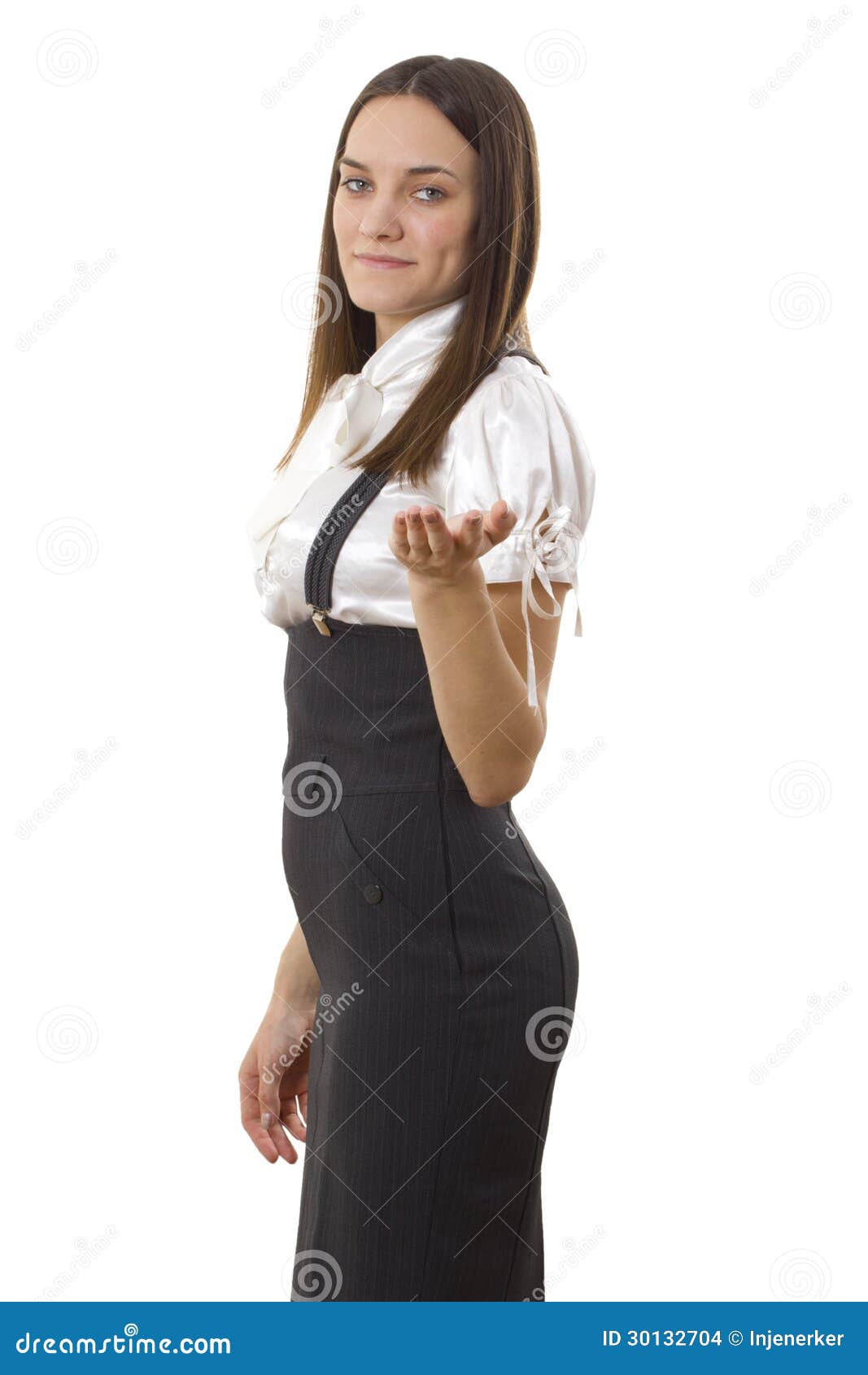 Business Lady in Black and White Suit Stock Photo - Image of mouth ...