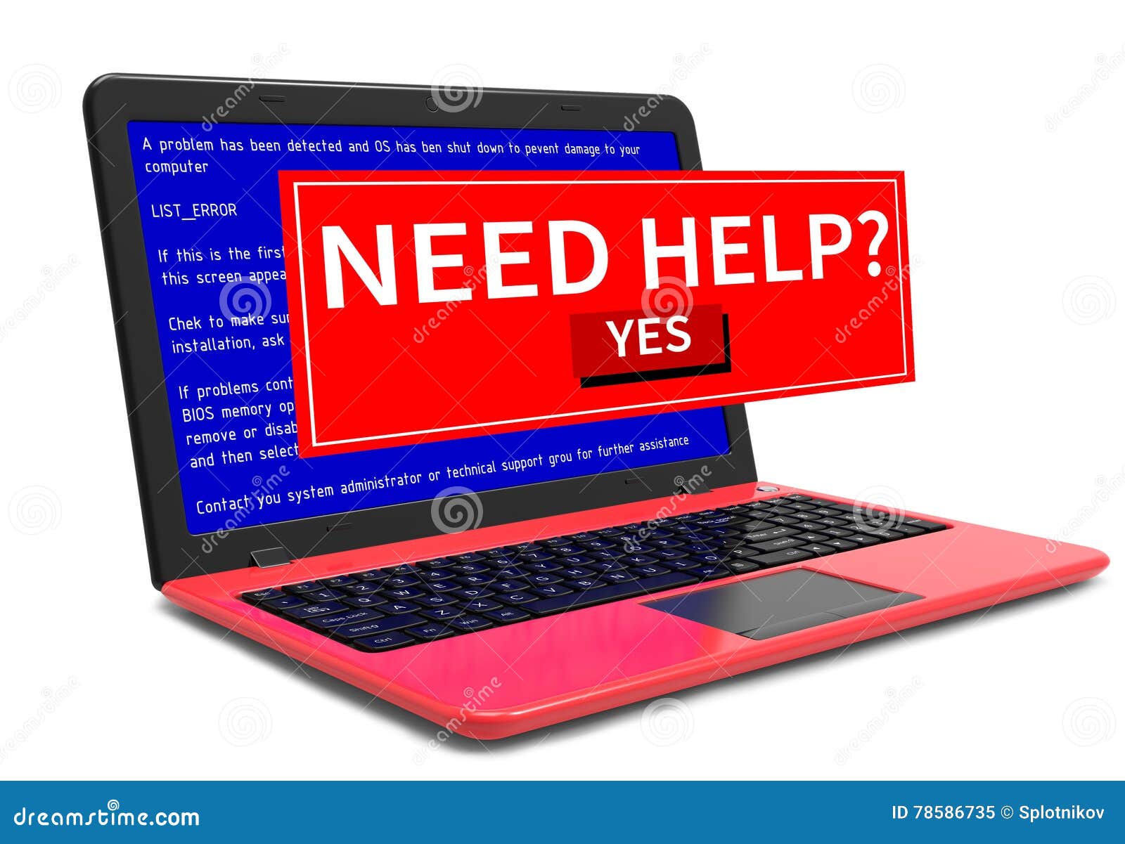 business laptop notebook computer pc error message on blue screen