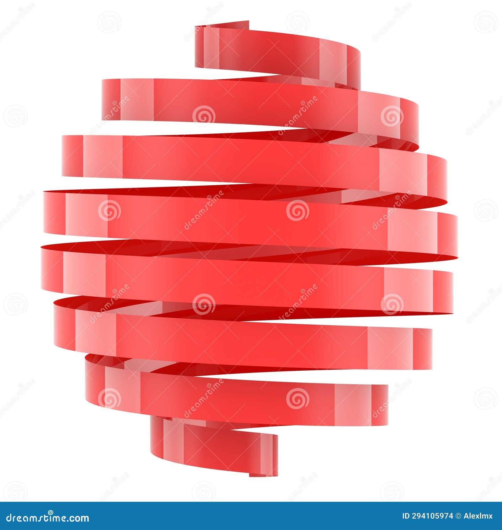 business logotype. red ribbon strip as sphere d. 3d rendering