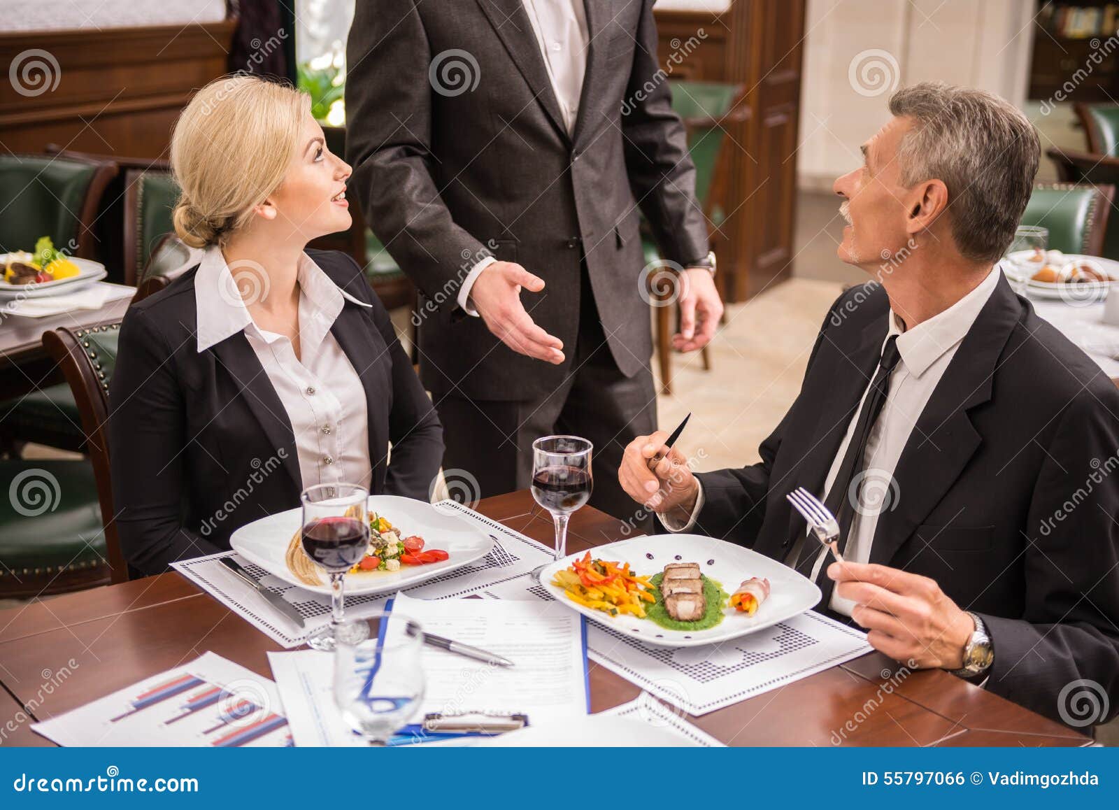 Business lunch stock photo. Image of group, cafe, adult 55797066