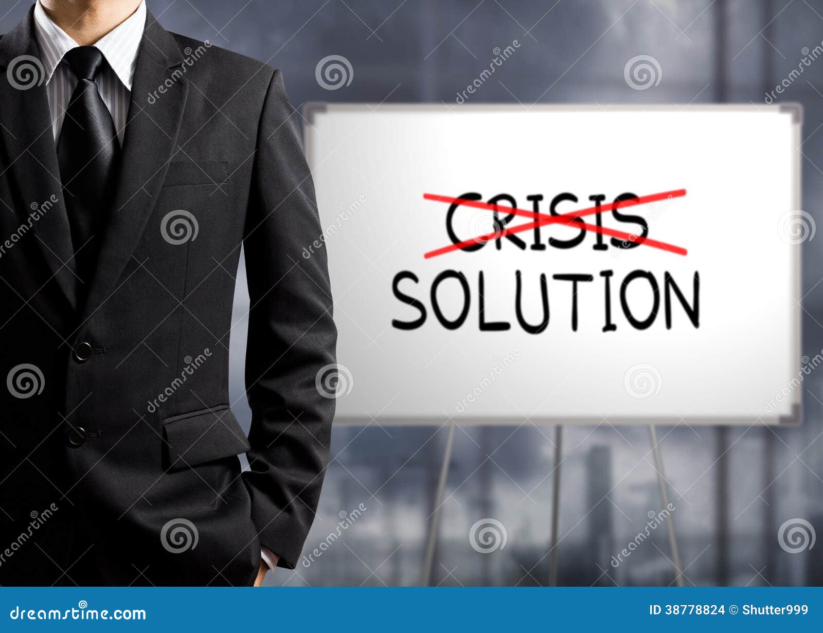 Business Man Cross Crisis and Find Solution Stock Photo Image of