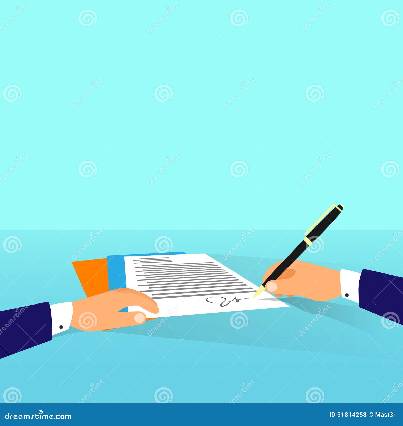 Business Man Document Signing Up Contract Stock Vector