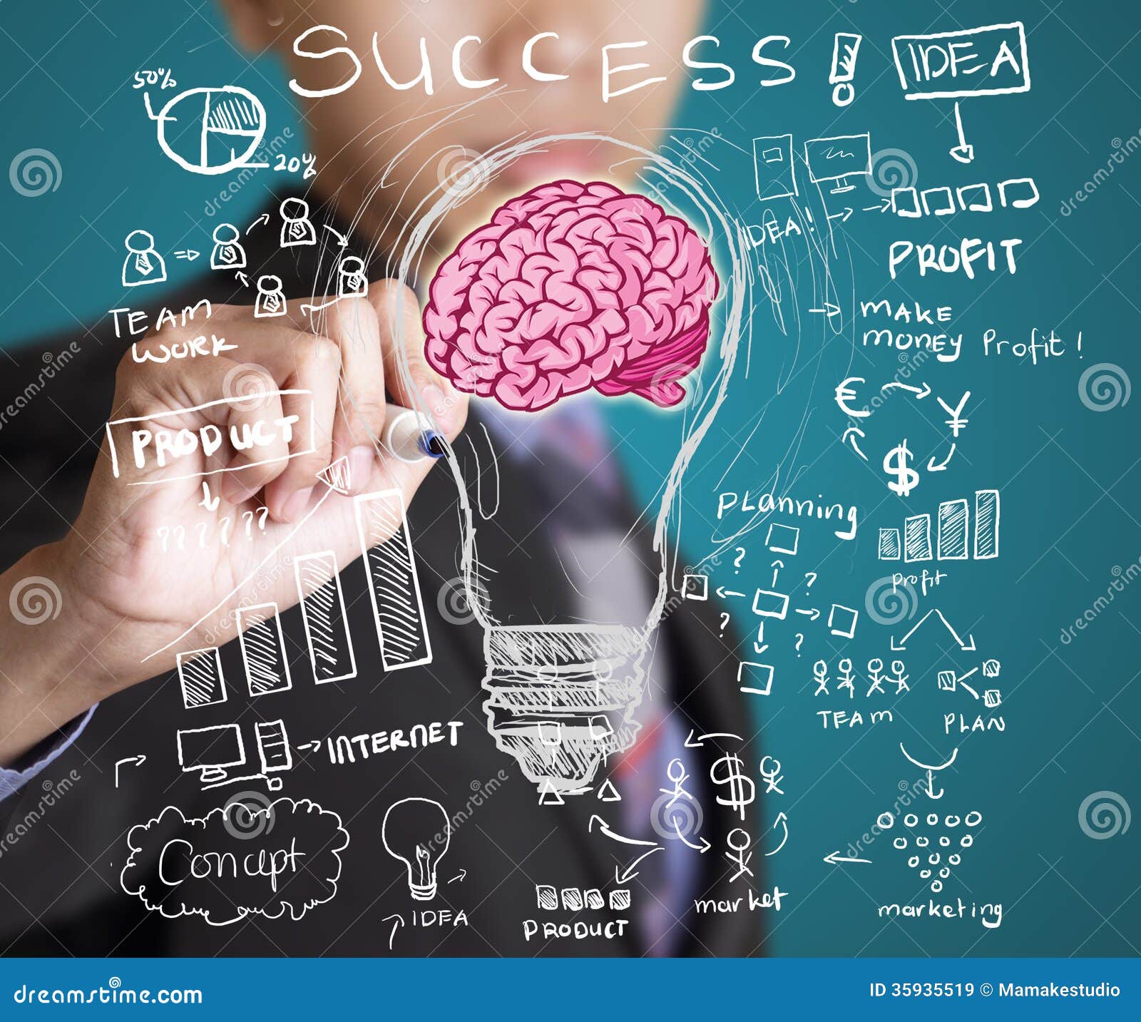 Business Man Drawing Business Idea and Concept Stock Image Image of manager, businessman 35935519