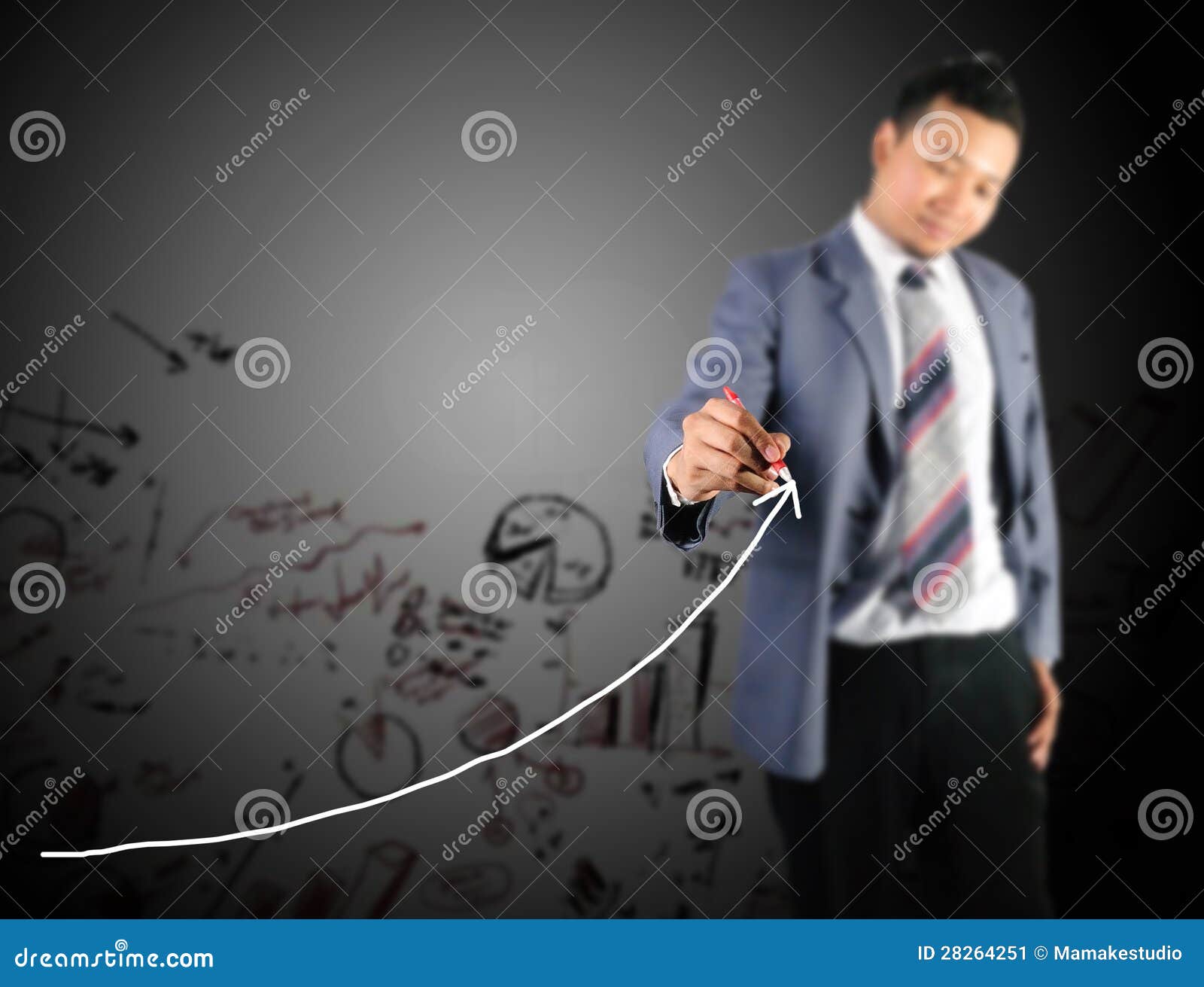 Business Man Drawing Increasing Arrow Stock Image - Image of leadership ...